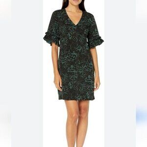 Lark & Ro Women's Florence Ruffle Half Sleeve V-Neck Sheath Dress Size 4